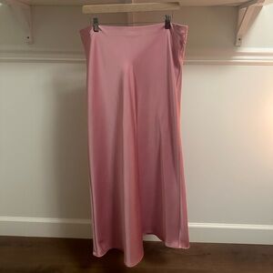 Zara Silk Pink Midi Skirt